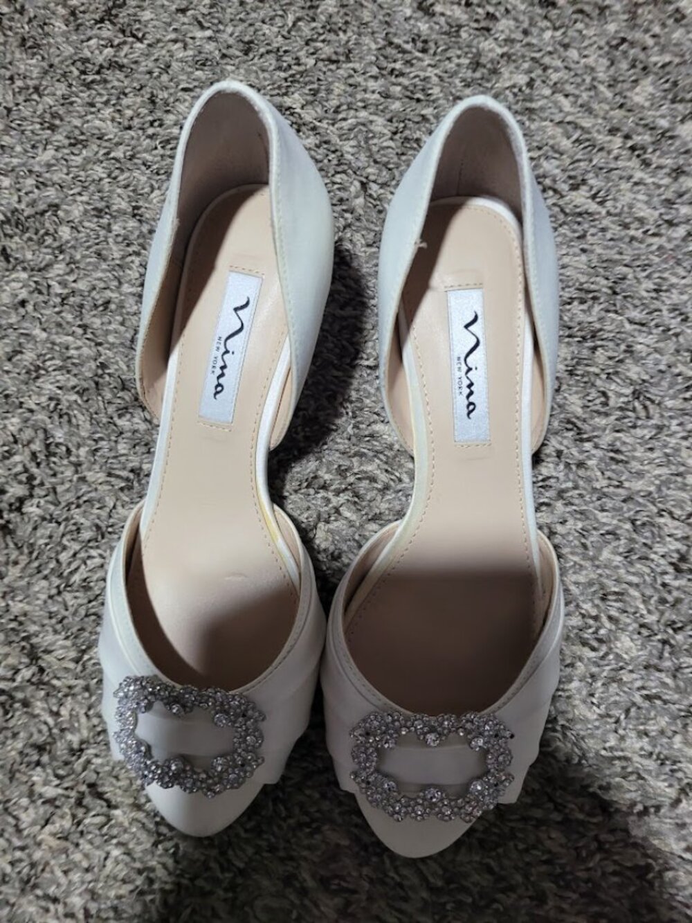 Cream White Nina Peep Toe Heels